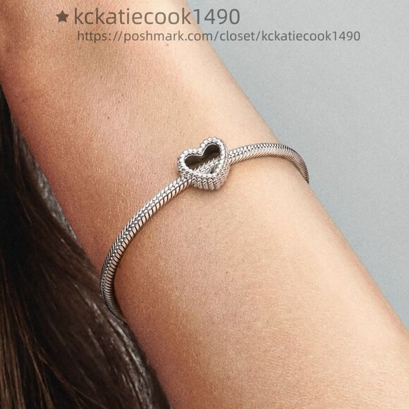 Pandora Beaded Open Heart Charm|Pendant - Picture 2 of 2